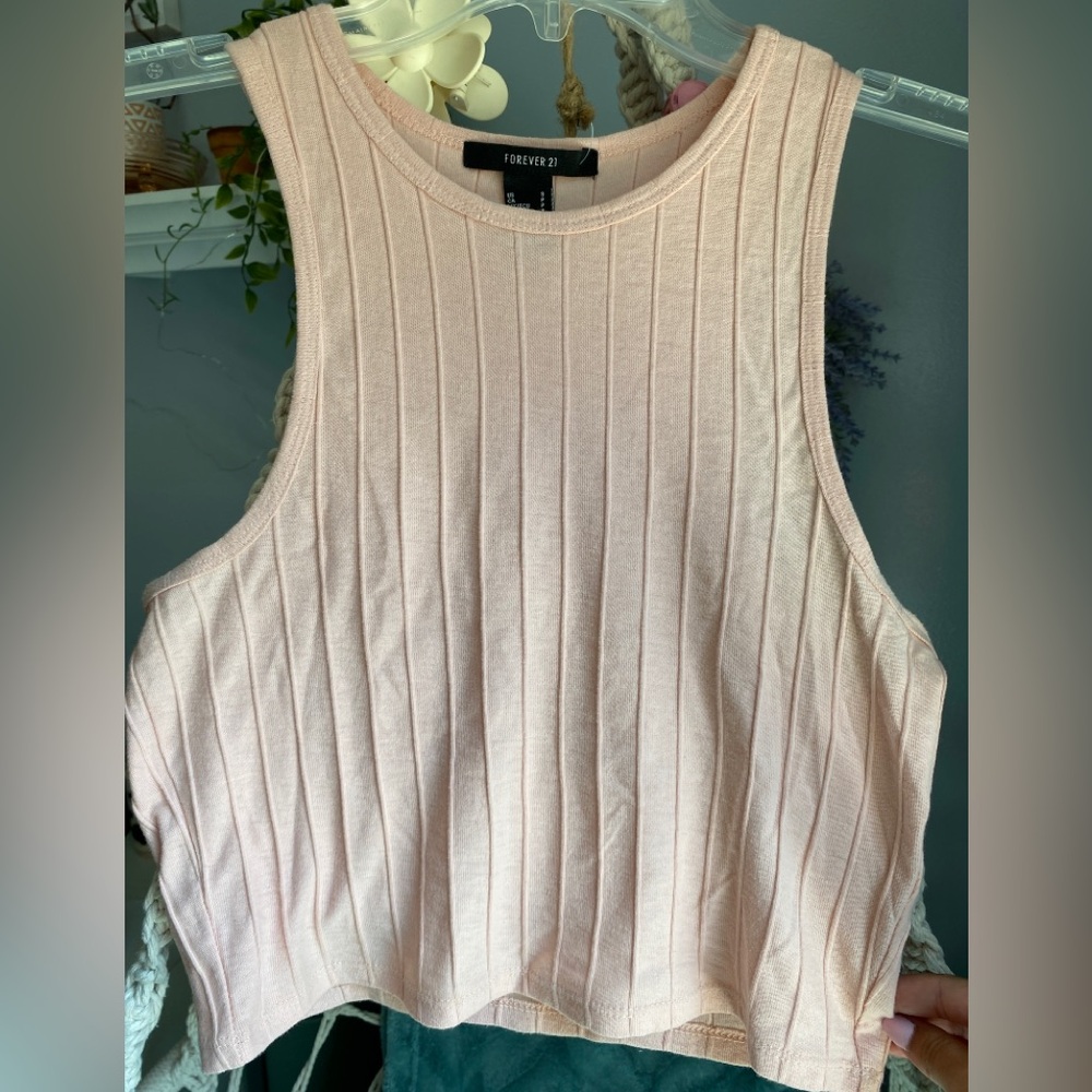 Forever 21 Women's Light Pink Ribbed Tank Top